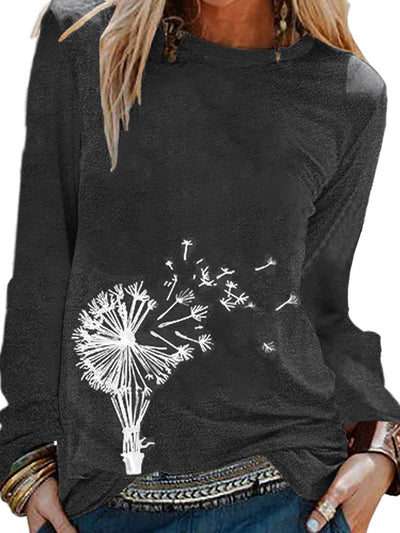 Camiseta Casual Estampado Floral para Mujer