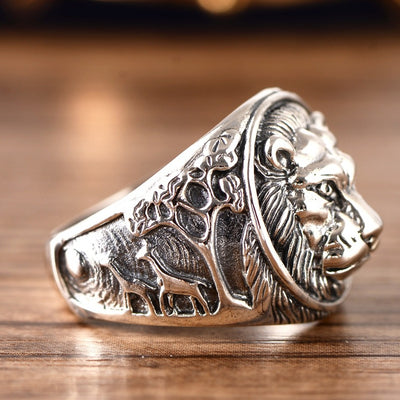 Anillo de Plata 925 Cabeza de León Dominante para Hombres - Image 7