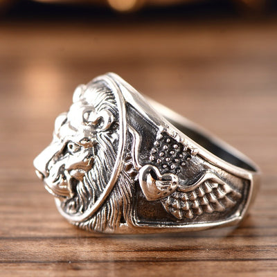 Anillo de Plata 925 Cabeza de León Dominante para Hombres - Image 3