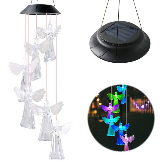 Lámpara Solar Decorativa Ángel con Luz LED - Carillón Eólico Exterior Colibrí y Mariposa - Image 11
