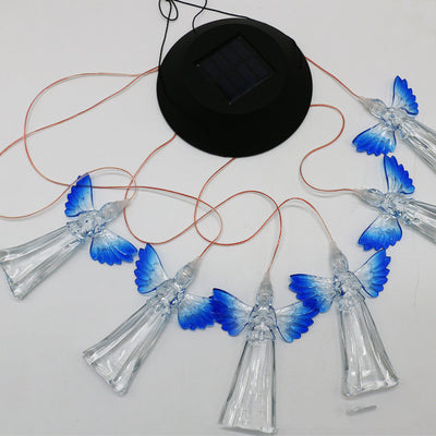 Lámpara Solar Decorativa Ángel con Luz LED - Carillón Eólico Exterior Colibrí y Mariposa - Image 5