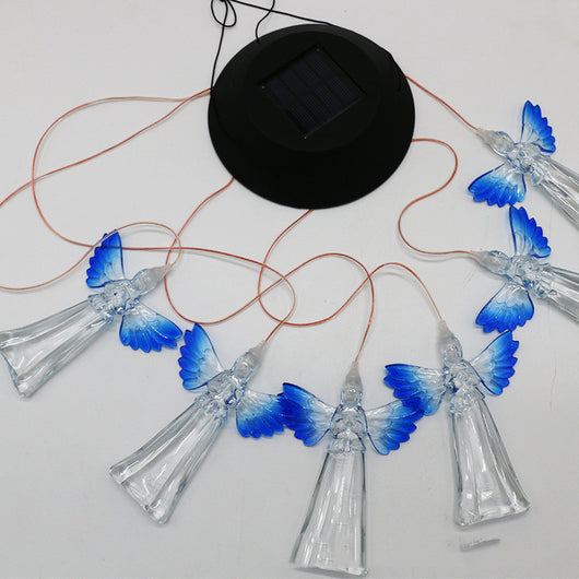 Lámpara Solar Decorativa Ángel con Luz LED - Carillón Eólico Exterior Colibrí y Mariposa - Image 5
