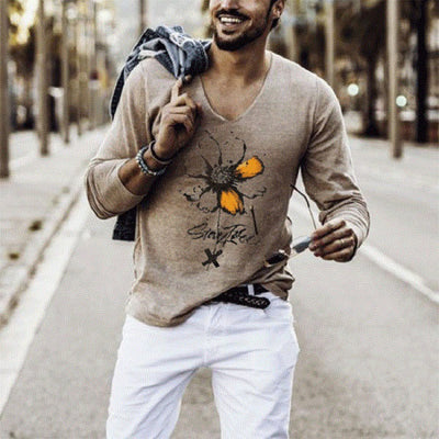 Playera Manga Larga Cuello V Elástica para Hombre - Image 3