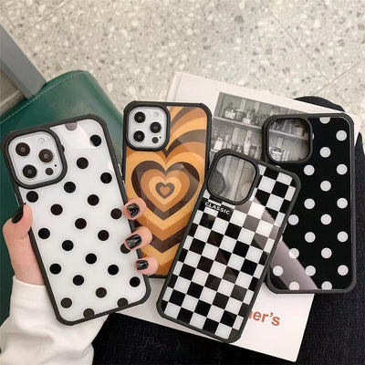 Funda para Teléfono Lunares Blanco y Negro con Diseño Romántico