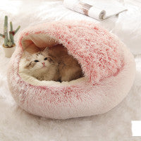 Cama 2 en 1 para Perros y Gatos - Cama Cálida de Felpa Suave Tipo Casa