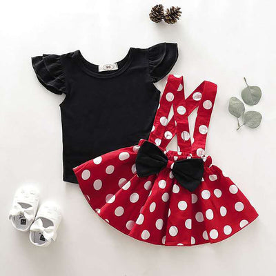 Conjunto de Verano para Niña: Blusa Manga Volante + Falda Tirantes Lunares - Image 11