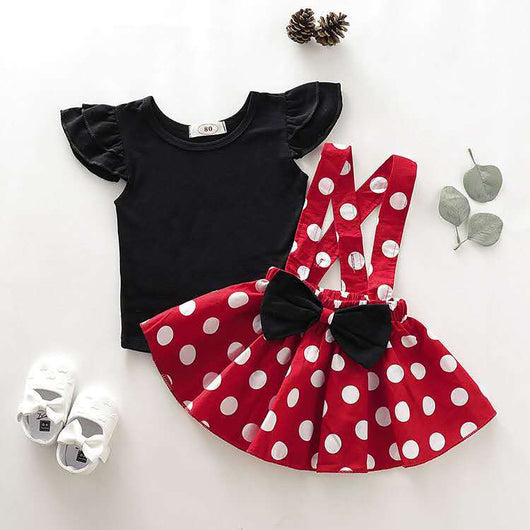 Conjunto de Verano para Niña: Blusa Manga Volante + Falda Tirantes Lunares - Image 11