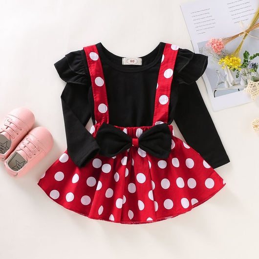 Conjunto de Verano para Niña: Blusa Manga Volante + Falda Tirantes Lunares - Image 10