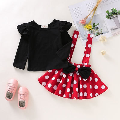 Conjunto de Verano para Niña: Blusa Manga Volante + Falda Tirantes Lunares - Image 13