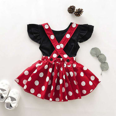 Conjunto de Verano para Niña: Blusa Manga Volante + Falda Tirantes Lunares - Image 6