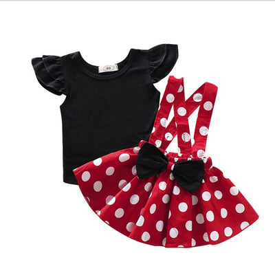 Conjunto de Verano para Niña: Blusa Manga Volante + Falda Tirantes Lunares - Image 3