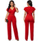 Jumpsuit Casual Elegante de Manga Larga con Escote en V para Mujer