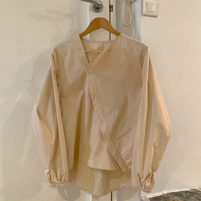 Camisa Suelta Casual Otoño con Diseño Biselado - Manga Larga Elegante para Mujer