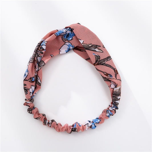 Diadema Ancha con Nudo Cruzado y Flor de Tela - Image 2