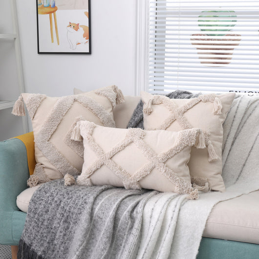 Funda de Almohada Bohemia con Borlas y Detalles Tufados para Decoración del Hogar - Image 11