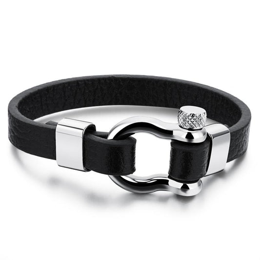 Pulsera de Cuero con Hebilla Acero Inoxidable - Estilo Náutico Surfer