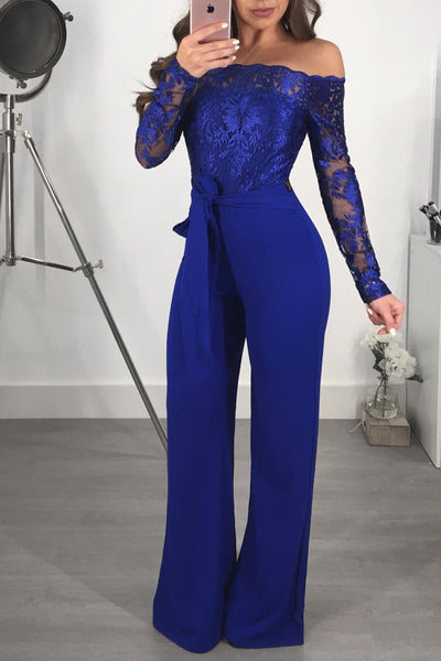 Jumpsuit de Pierna Ancha con Cuello de Encaje - Image 6