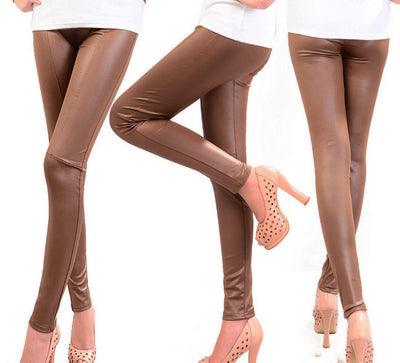 Pantalones Lápiz de Cuero Sintético para Mujer con Costuras - Image 3