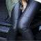 Pantalones Lápiz de Cuero Sintético para Mujer con Costuras
