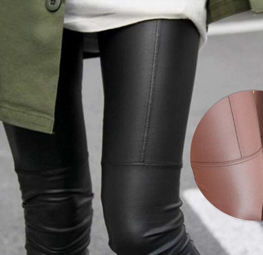 Pantalones Lápiz de Cuero Sintético para Mujer con Costuras - Image 4