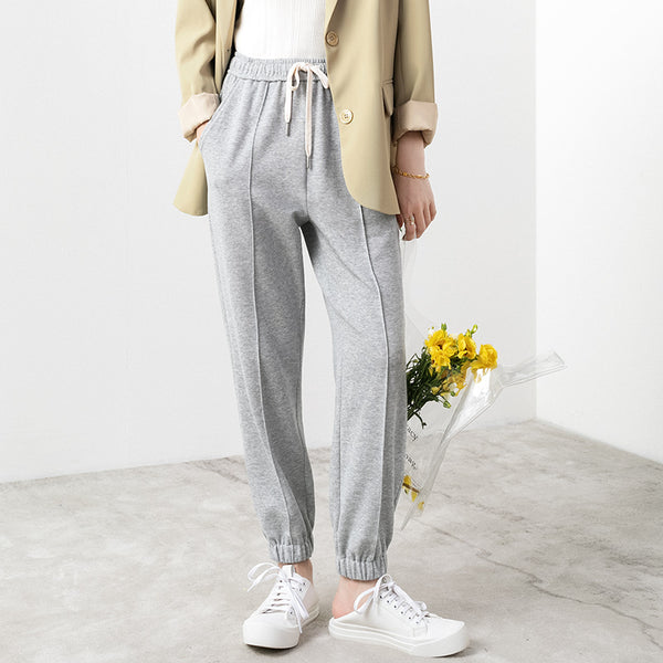 Pantalones Grises Sueltos de Pierna Ancha para Mujer - Estilo Urbano Verano