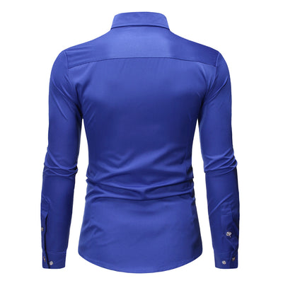 Camisa de Esmoquin Azul Royal Slim Fit para Hombre - Elegancia Ejecutiva - Image 5