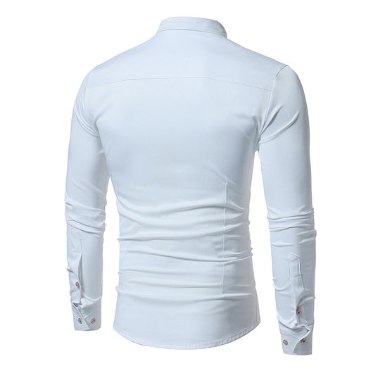 Camisa de Esmoquin Azul Royal Slim Fit para Hombre - Elegancia Ejecutiva - Image 7