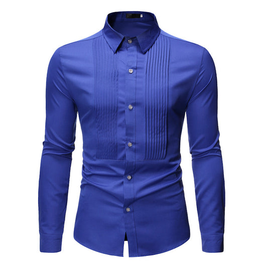 Camisa de Esmoquin Azul Royal Slim Fit para Hombre - Elegancia Ejecutiva - Image 3