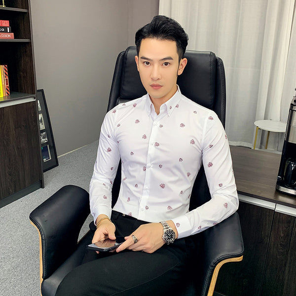 Camisa Floral Coreana Slim Fit para Hombre - Estampado Casual Moderno - Image 3