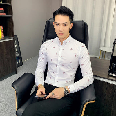 Camisa Floral Coreana Slim Fit para Hombre - Estampado Casual Moderno - Image 3