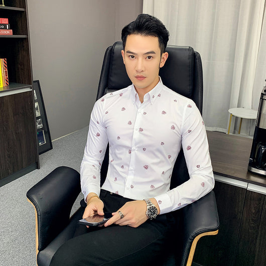Camisa Floral Coreana Slim Fit para Hombre - Estampado Casual Moderno - Image 3