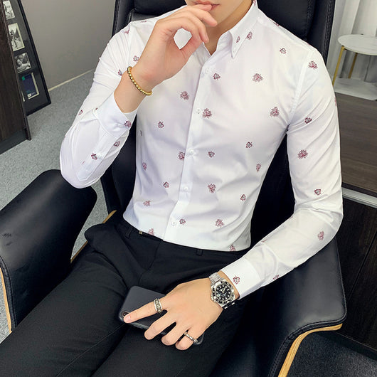Camisa Floral Coreana Slim Fit para Hombre - Estampado Casual Moderno - Image 4