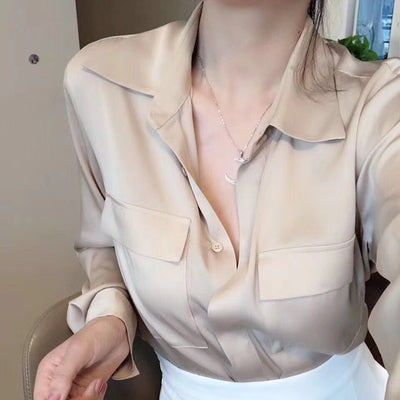Blusa Francesa de Seda y Satén Blanco Elegancia Niche - Image 7