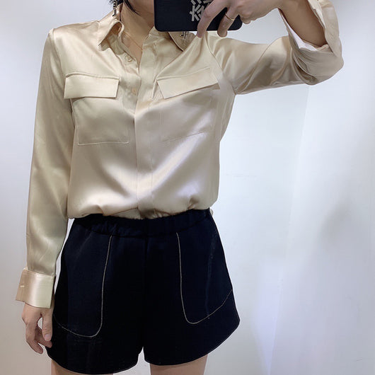 Blusa Francesa de Seda y Satén Blanco Elegancia Niche - Image 10