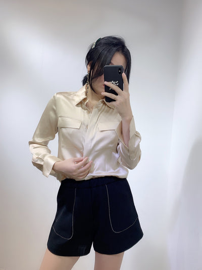 Blusa Francesa de Seda y Satén Blanco Elegancia Niche - Image 9