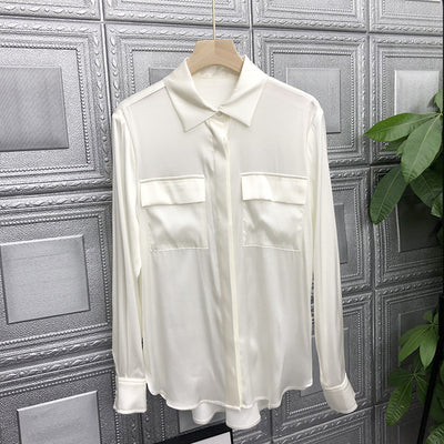 Blusa Francesa de Seda y Satén Blanco Elegancia Niche - Image 12