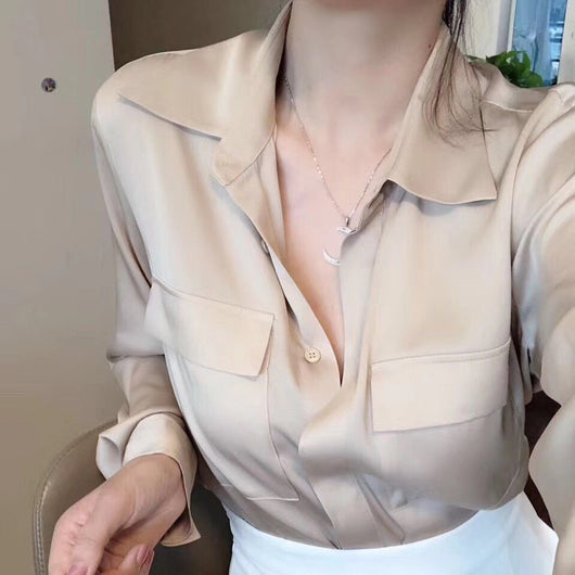 Blusa Francesa de Seda y Satén Blanco Elegancia Niche