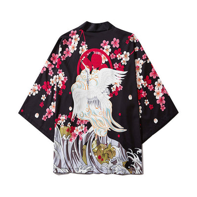 Bata Hanfu Tradicional con Diseño de Grulla Pintada - Manga Tres Cuartos Unisex - Image 8