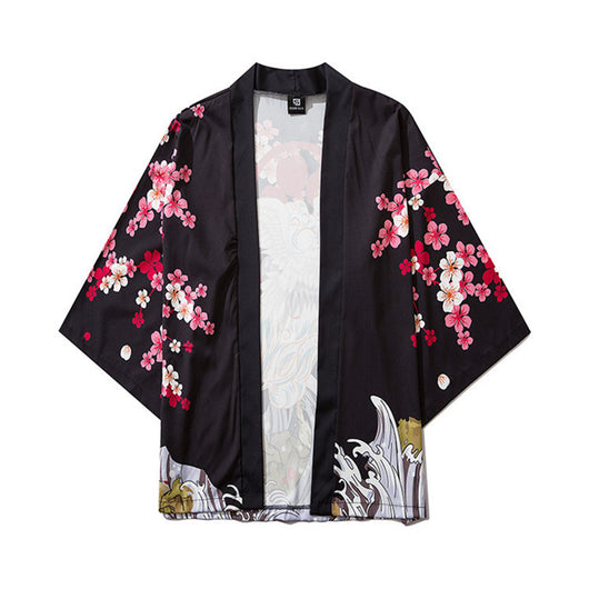Bata Hanfu Tradicional con Diseño de Grulla Pintada - Manga Tres Cuartos Unisex - Image 5