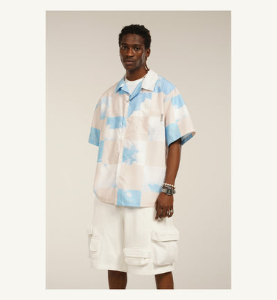 Camisa Casual Hombre Cuadros Azul Cielo Diseño Plaid Manga Corta Suelta - Image 13
