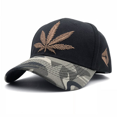 Gorra de Béisbol Coreana con Hoja de Arce Bordada - Unisex Camuflaje Ajustable
