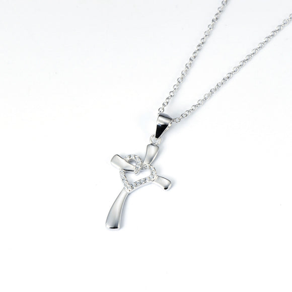 Collar Cruz Diamante Plata 925 - Colgante Religioso Cristiano