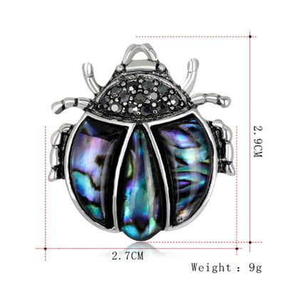 Broche Mariquita de Plata Antigua con Cristales de Siete Puntas - Accesorio Versátil Unisex - Image 9