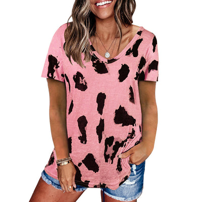 Camiseta Estampado Leopardo Suelta - Blusa Manga Corta Mujer Moda Europea - Image 20