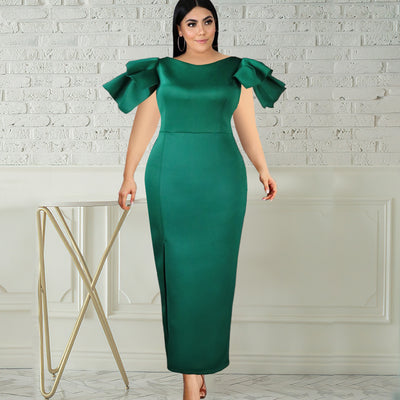 Vestido de Fiesta Talla Grande Cintura Alta Ajustado con Envolvente - Image 9