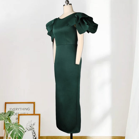 Vestido de Fiesta Talla Grande Cintura Alta Ajustado con Envolvente - Image 10