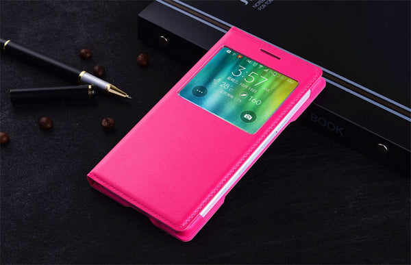 Funda Inteligente con Ventana para Móvil - Diseño en Cuero