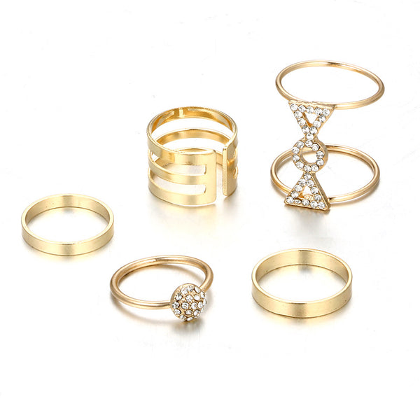 Anillo Dorado Diamante Círculo Personalidad Brillo - Image 3
