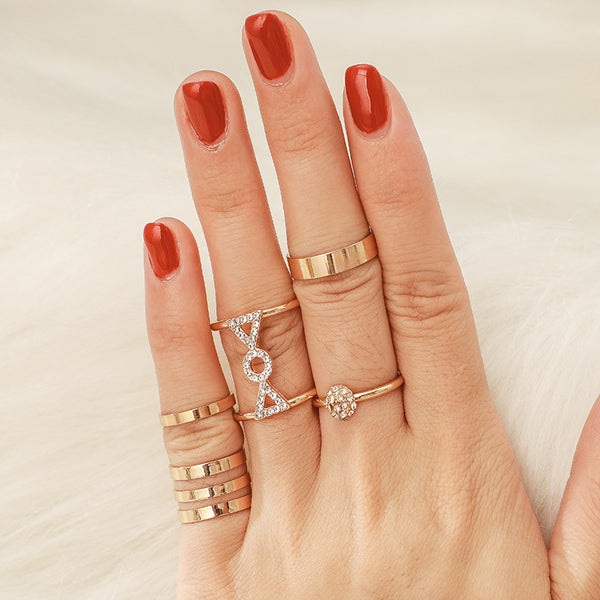 Anillo Dorado Diamante Círculo Personalidad Brillo