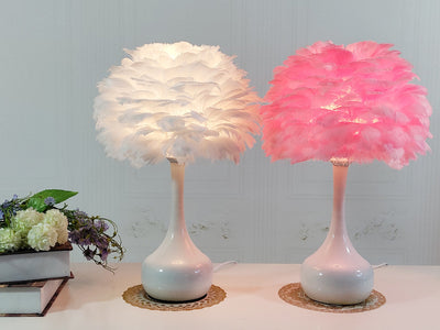 Lámpara de Mesa Nórdica con Plumas - Luz LED Táctil Regulable para Dormitorio y Sala de Estar - Image 13